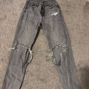 Grey Wash American eagle ripped jeans